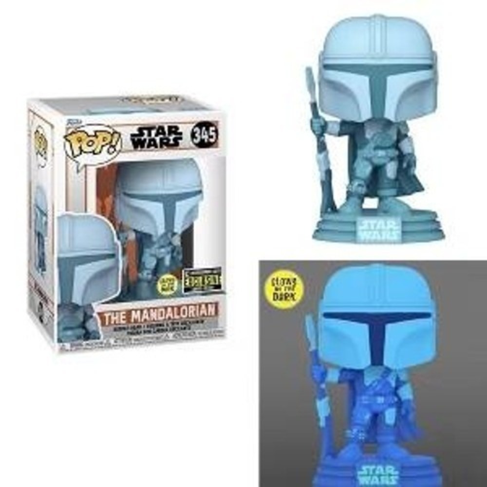 Funko Pop Star Wars The Mandalorian 345 Exclusive Glow in the Dark New